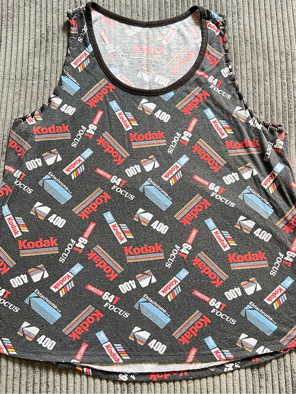 Distressed Kodak Film Print Tank Top Faded Grunge Y2K